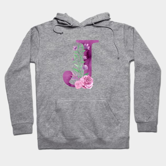 Floral Monogram J Beautiful Rose Bouquet Hoodie by floralmonogram